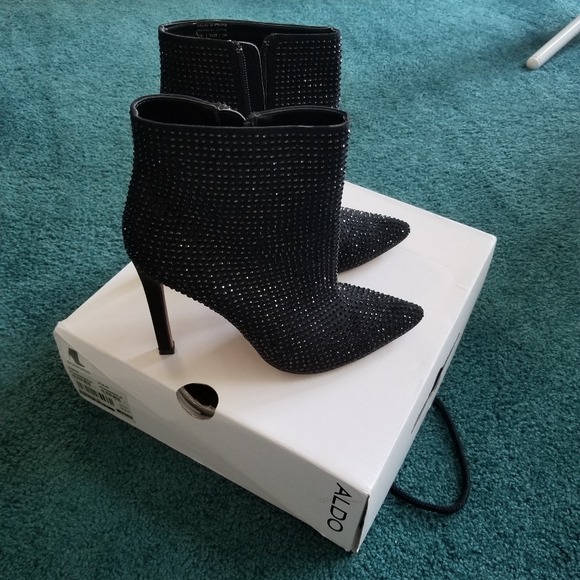 Aldo Nyderrarien Black Sparkle Crystal Boots - Picture 3 of 10
